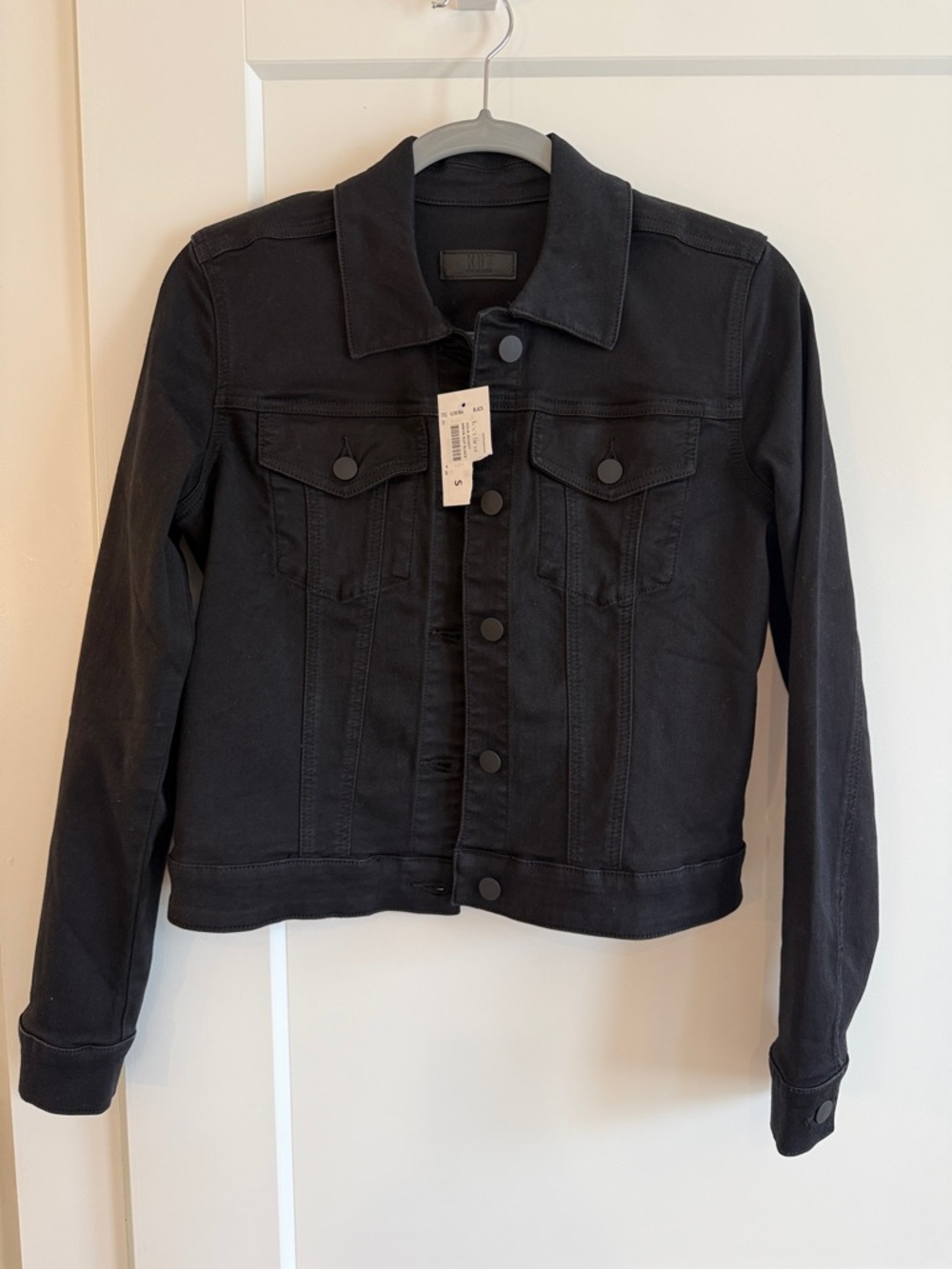 Kut from the Kloth Black Denim Jacket with Button Front